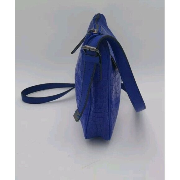 Royal Blue T Tahari Purse Alligator Crocodile Medium Preowned EUC Fast Ship - Picture 5 of 14